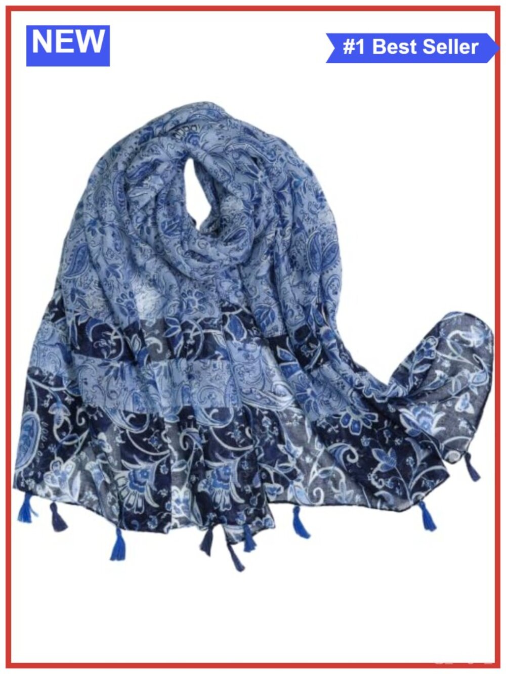 Lightweight Floral Boho Scarf Shawl Wrap with Fringe Women
